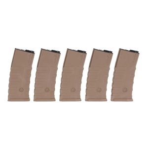 Zestaw 5 magazynków hi-cap 360 kulek CAA do replik M4/M16 Flat Dark Earth